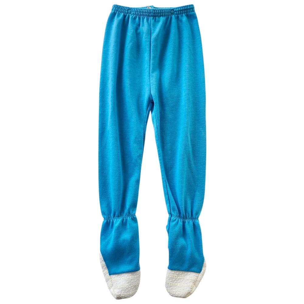 Vintage OshKosh Bgosh Toddler Kids 3T Blue Cat Meow Snap Waist Footed Pajama Set - Picture 5 of 7